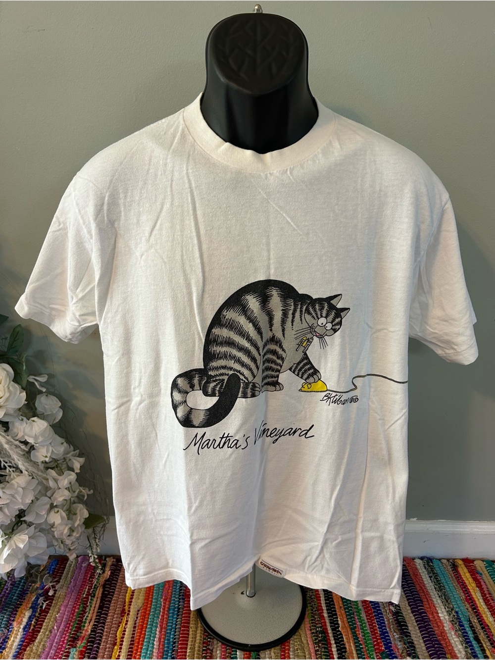 90s Martha's Vineyard Crazy Shirts Hawaii Shirt Cat Computer Mouse MEOW Medium